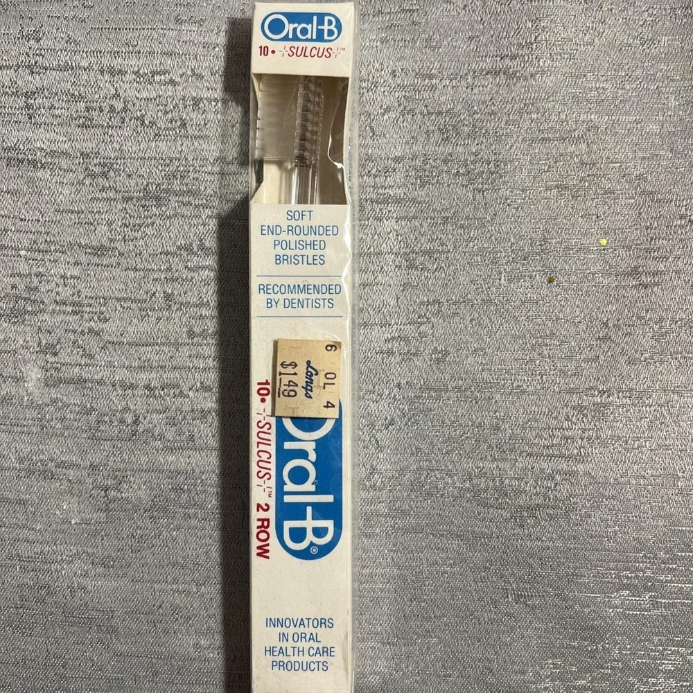 VTG Blue 1985 Oral-B 20•CHILD 3 ROW Toothbrush NIB Clear Round Polished Bristles